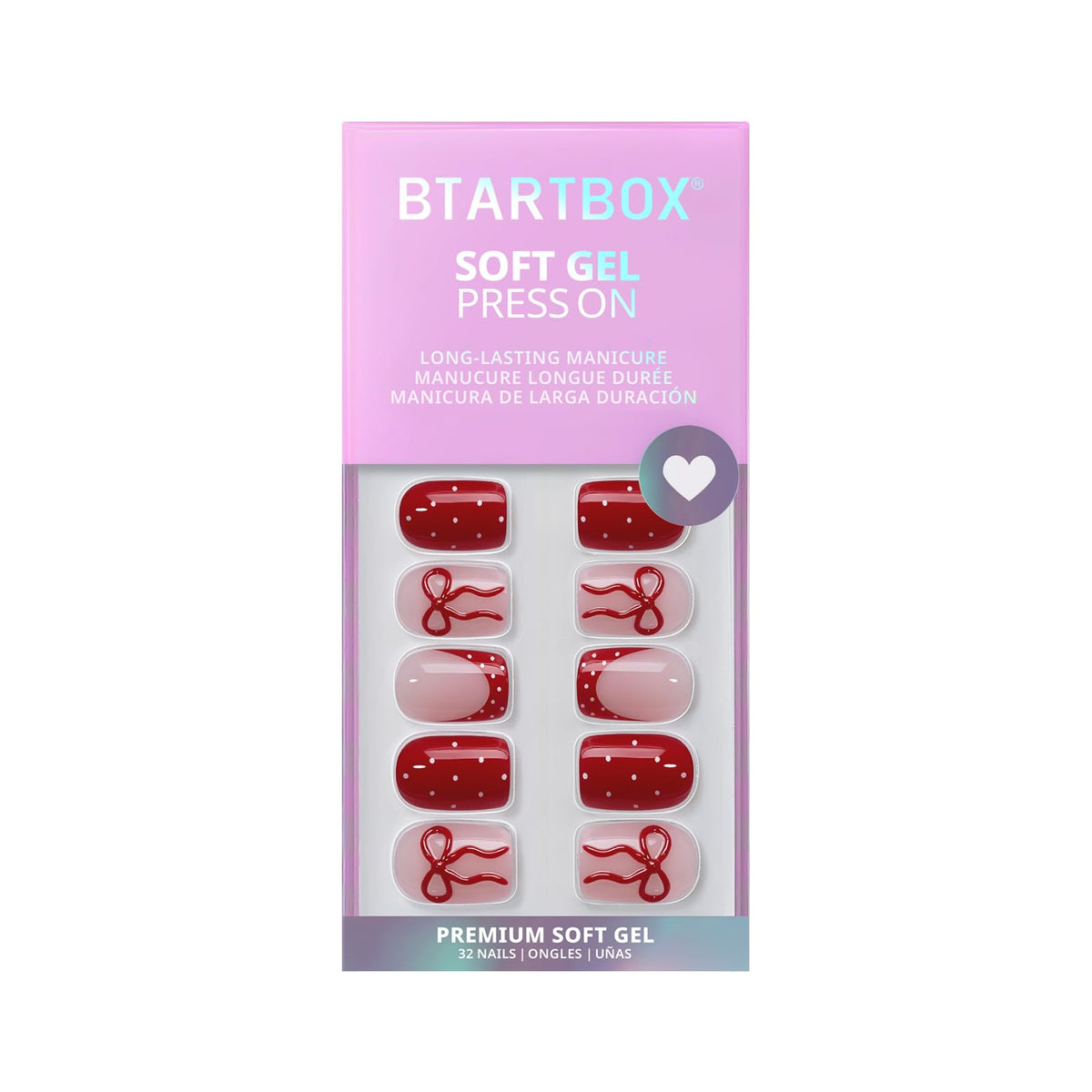 BTArtbox Press On Nails Scarlet Getaway with alcohol pads