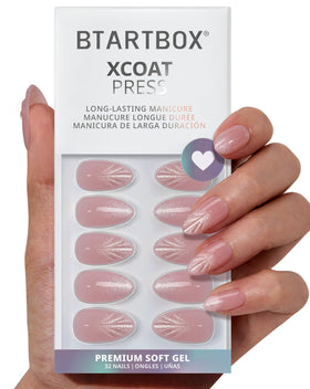 BTArtbox Press On Nails Shell Luxe Short Almond Pink Cat Eye front view