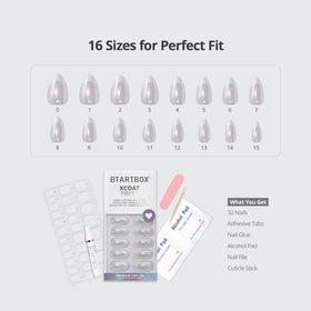 BTArtbox Press On Nails Short Almond French Tip application guide