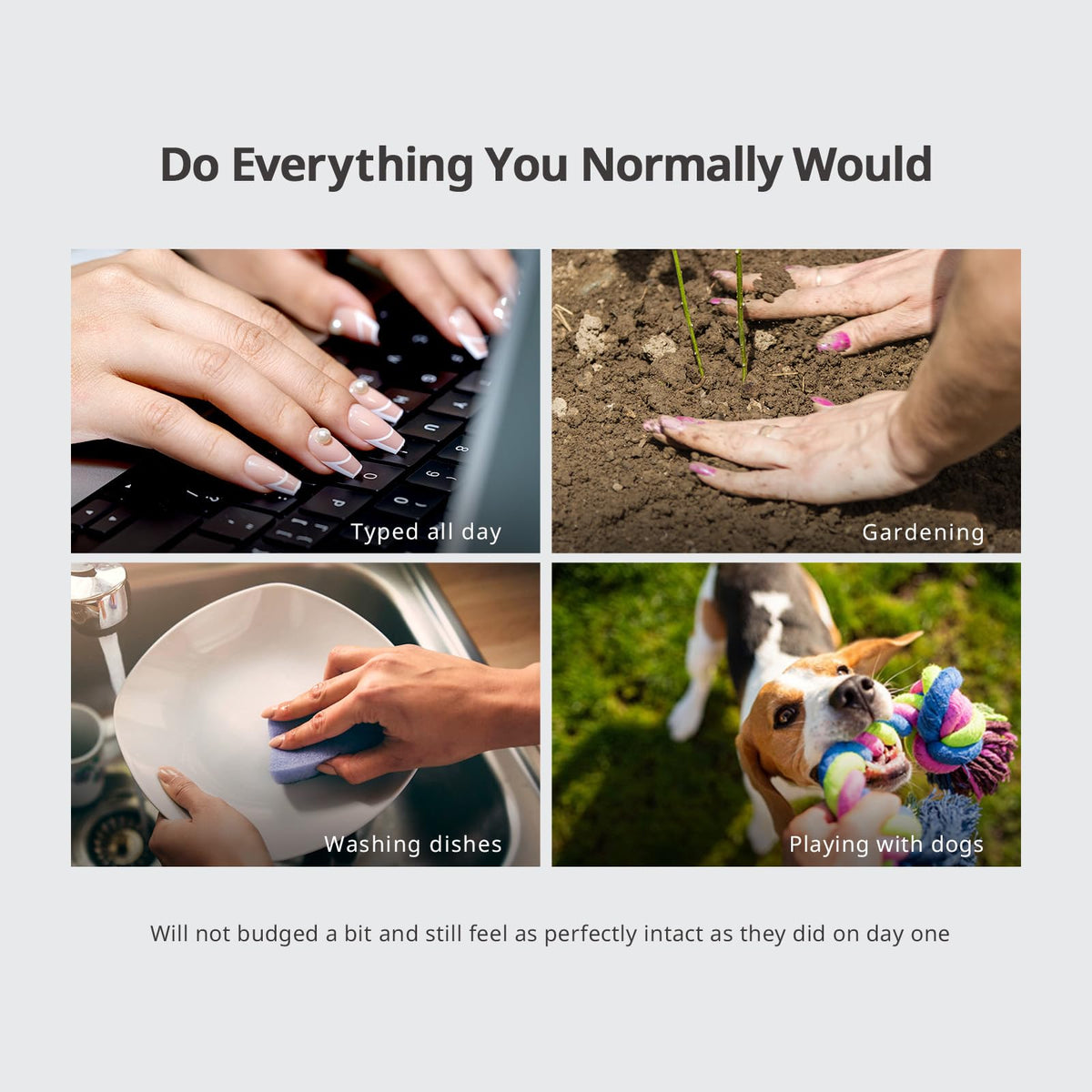 BTArtbox Press On Nails Short Almond French Tip close-up