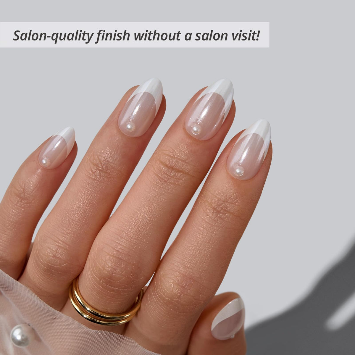 BTArtbox Press On Nails Short Almond French Tip packaging