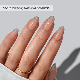 BTArtbox Press On Nails Short Almond French Tip packaging