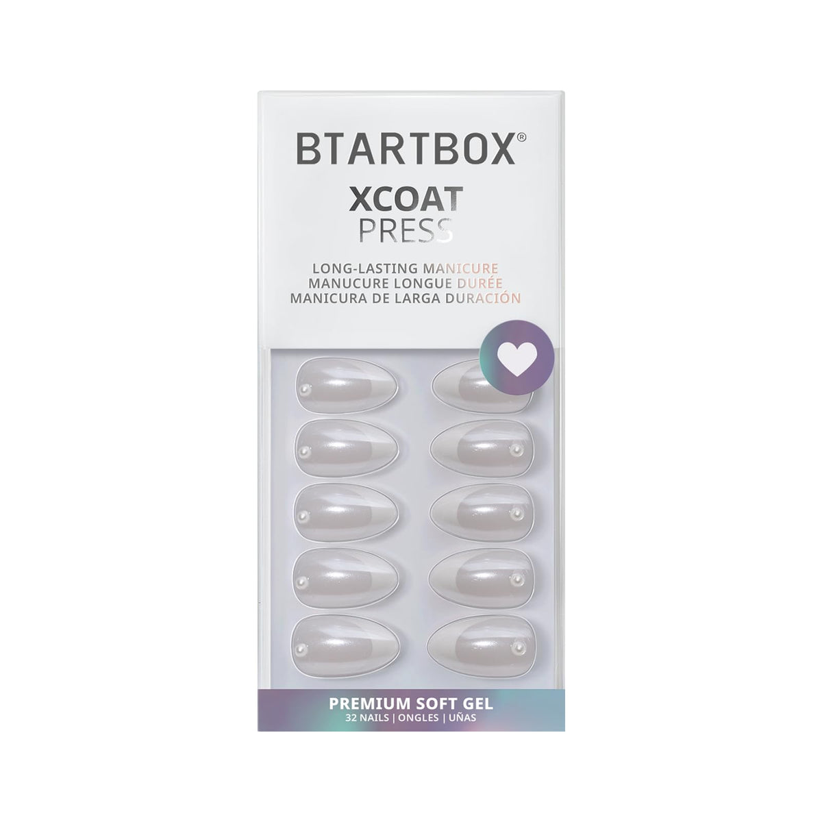 BTArtbox Press On Nails Short Almond French Tip showing different sizes