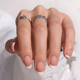BTArtbox Press On Nails Short Square Pink French Tip front view