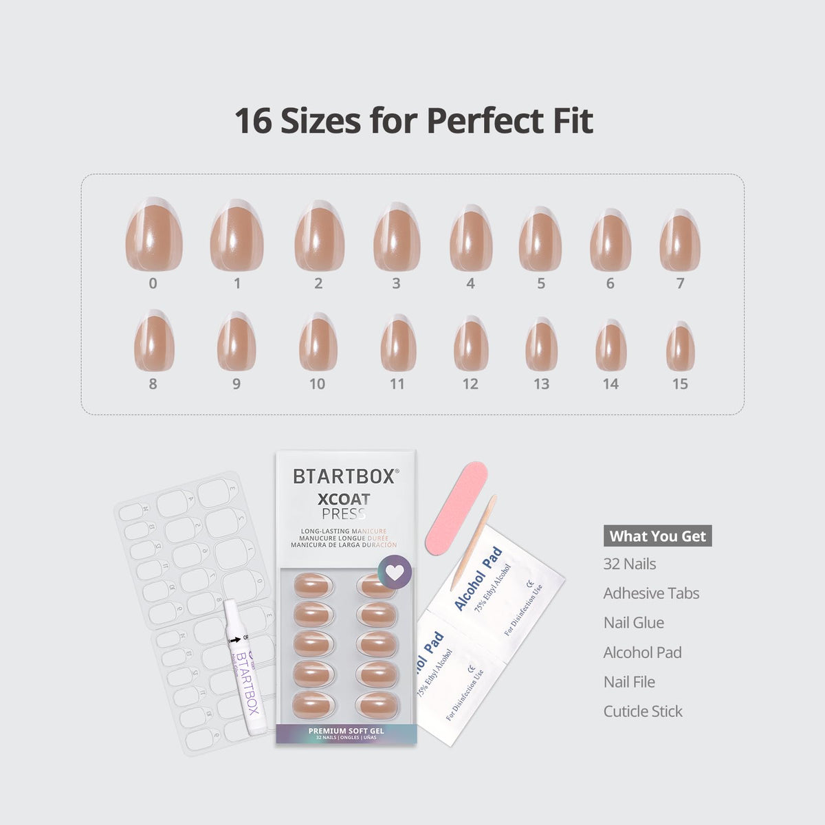 BTArtbox Press On Nails Short White French Tip application process