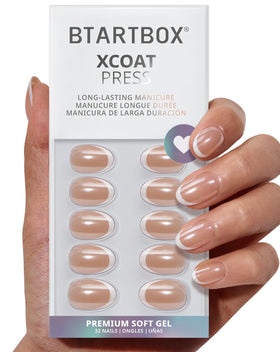 BTArtbox Press On Nails Short White French Tip front view