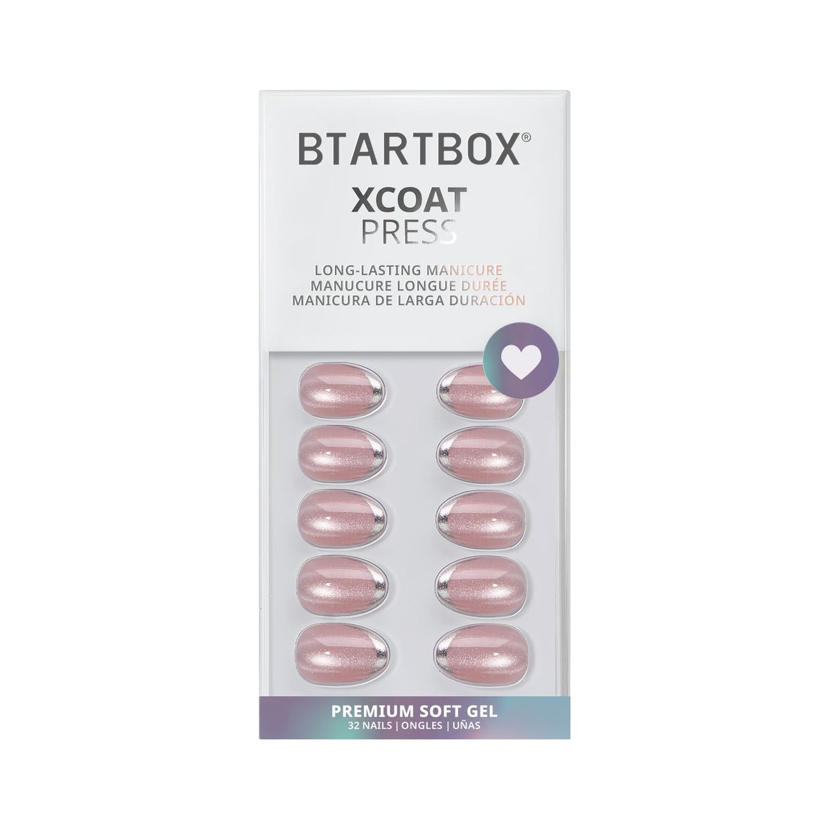 BTArtbox Press On Nails Short XS Oval Pink French Tip with alcohol pads