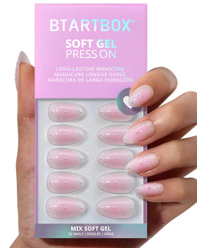 BTArtbox Press On Nails Shy Metal Short Almond front view