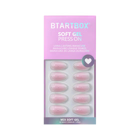 BTArtbox Press On Nails Shy Metal Short Almond with accessories