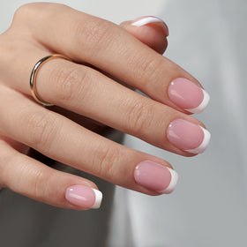 BTArtbox Press On Nails Silken Halo front view with white French tips