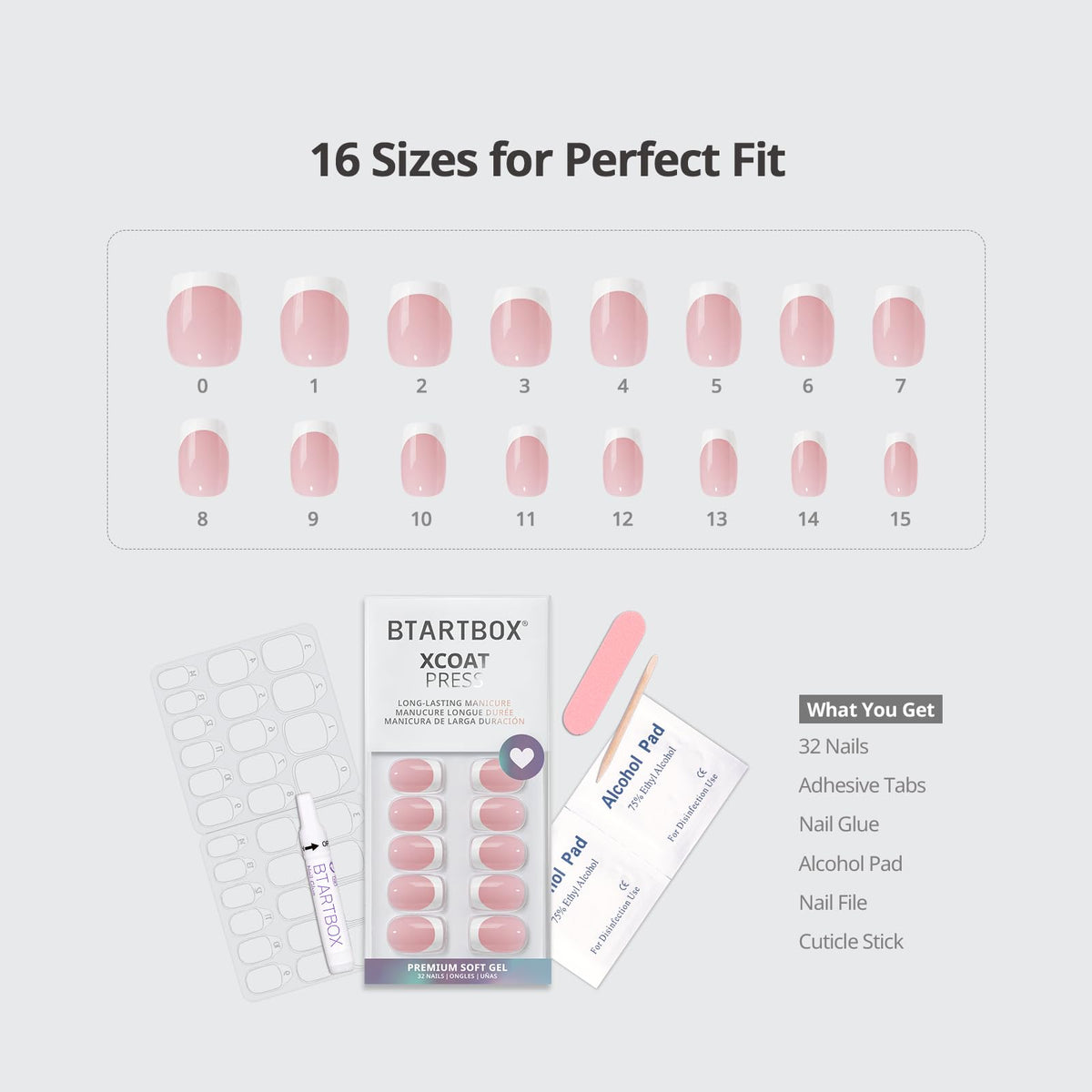 BTArtbox Press On Nails Silken Halo packaging with all contents displayed