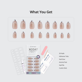BTArtbox Press On Nails Silver Storm adhesive tabs and alcohol pads