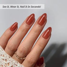 BTArtbox Press On Nails Spill Tea Short Almond Red side view