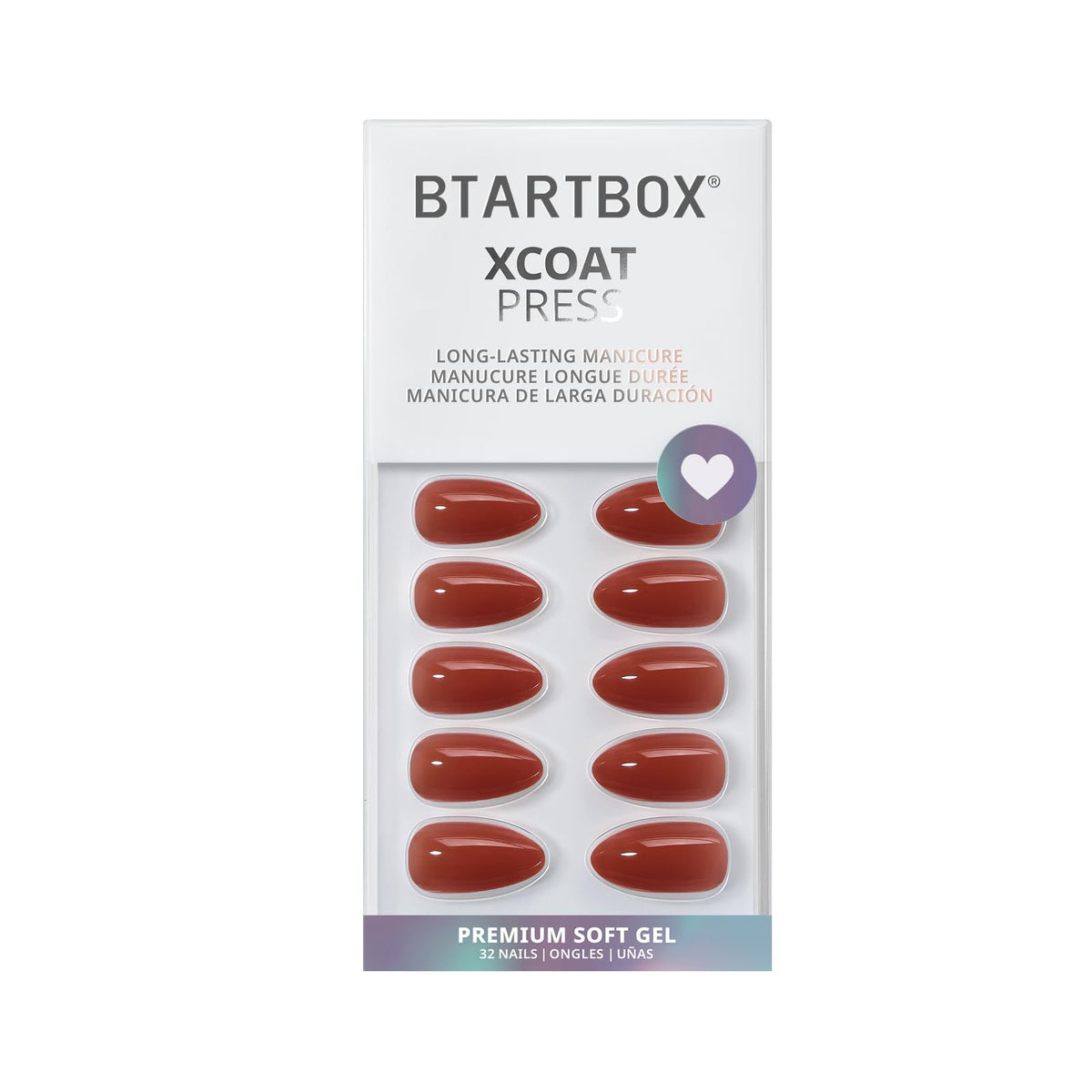 BTArtbox Press On Nails Spill Tea Short Almond Red with alcohol pads