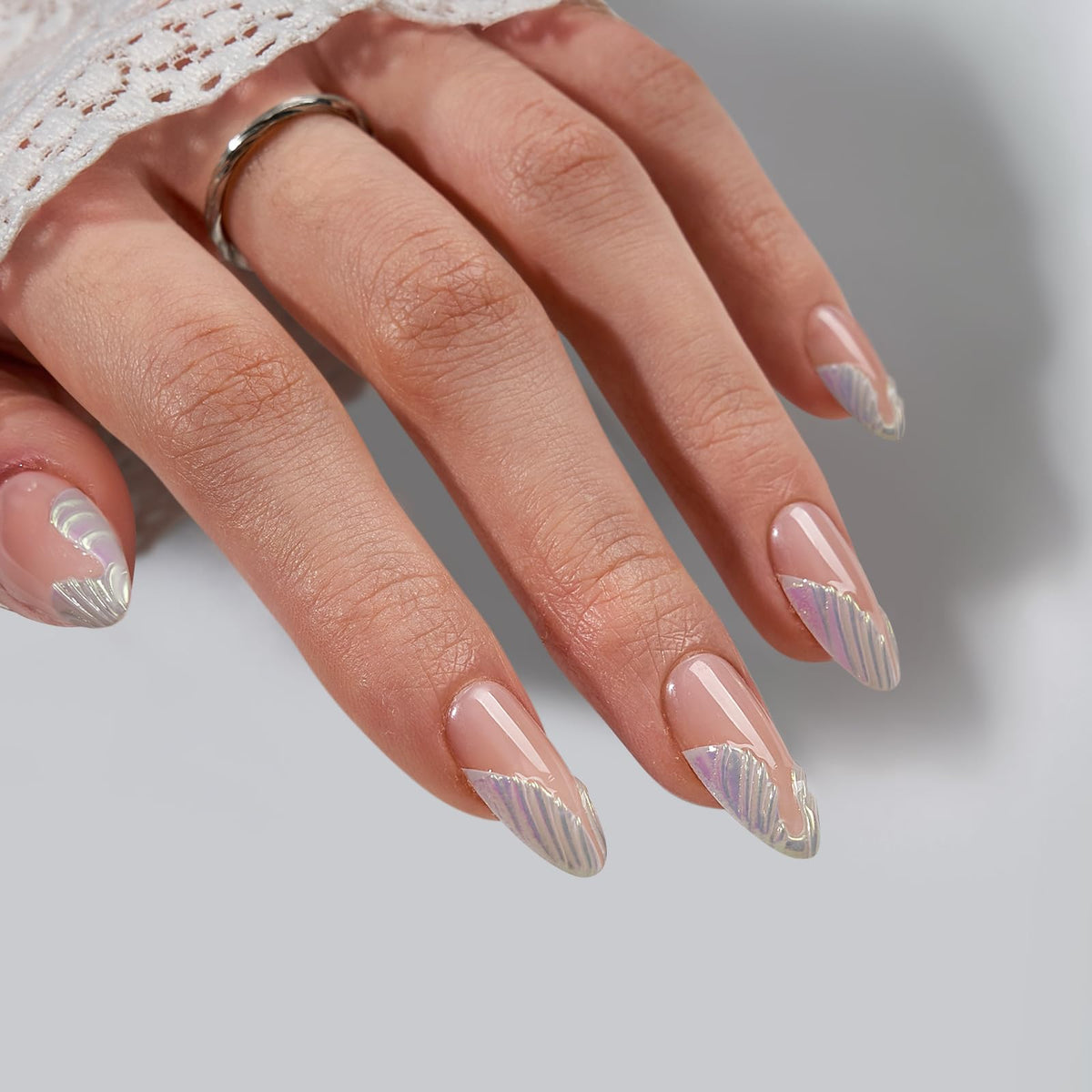 BTArtbox Press On Nails Starlet French tip design close-up