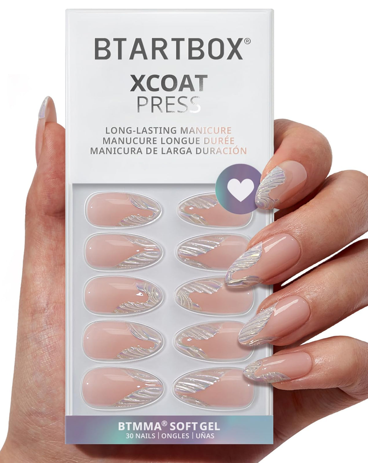 BTArtbox Press On Nails Starlet medium almond shape front view