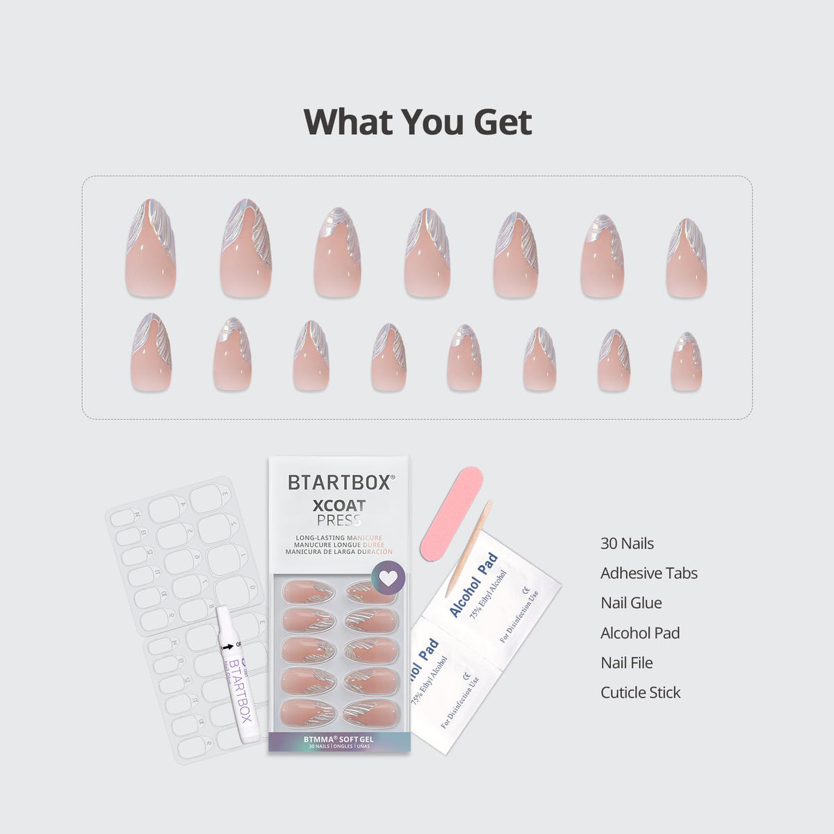 BTArtbox Press On Nails Starlet various sizes displayed
