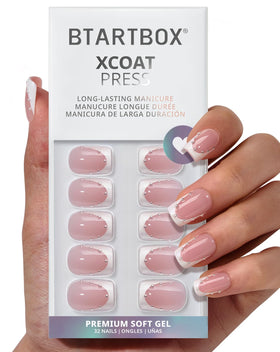 BTArtbox Press On Nails Steadfast Vow front view with pink French tip