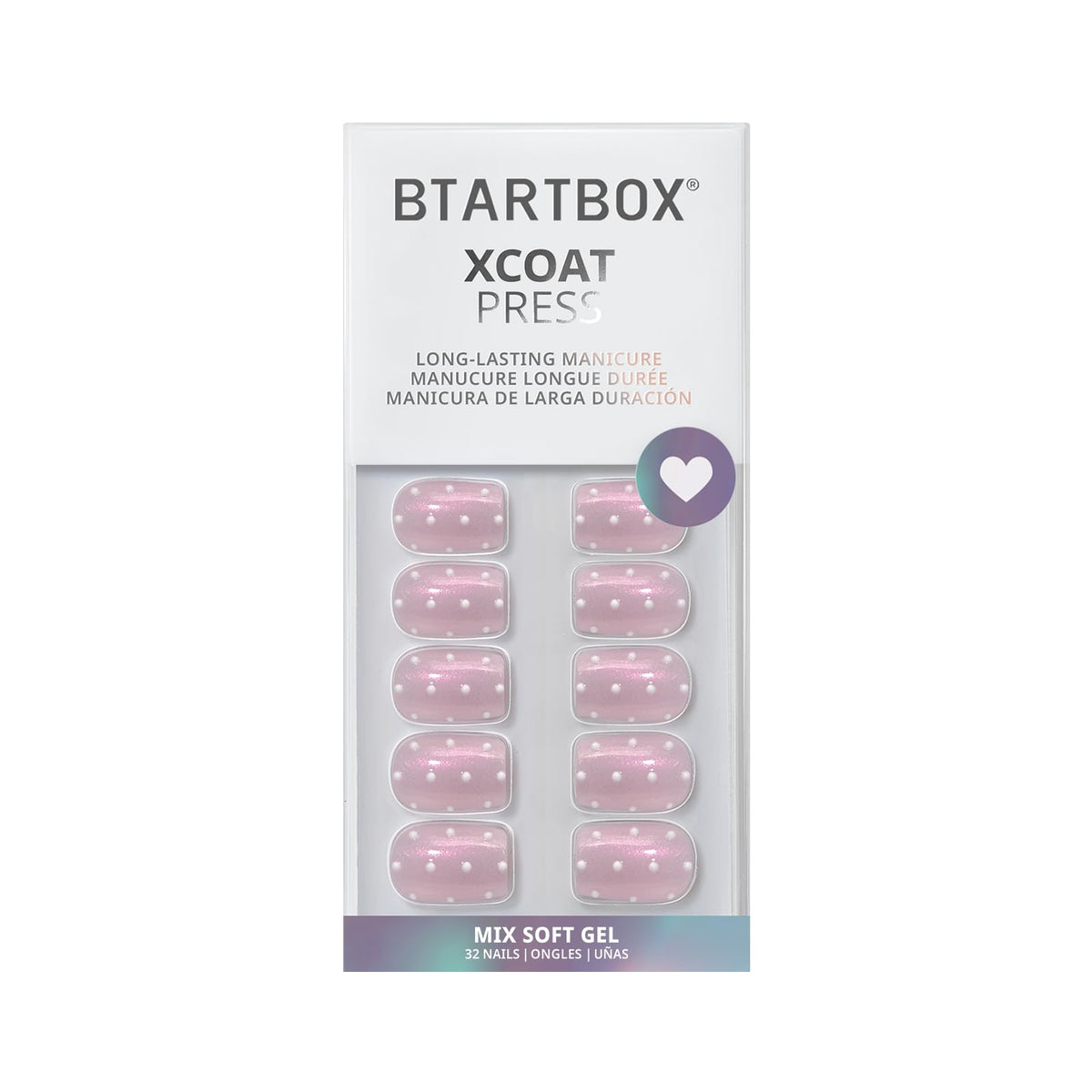 BTArtbox Press On Nails Sugar Pop showing various nail sizes