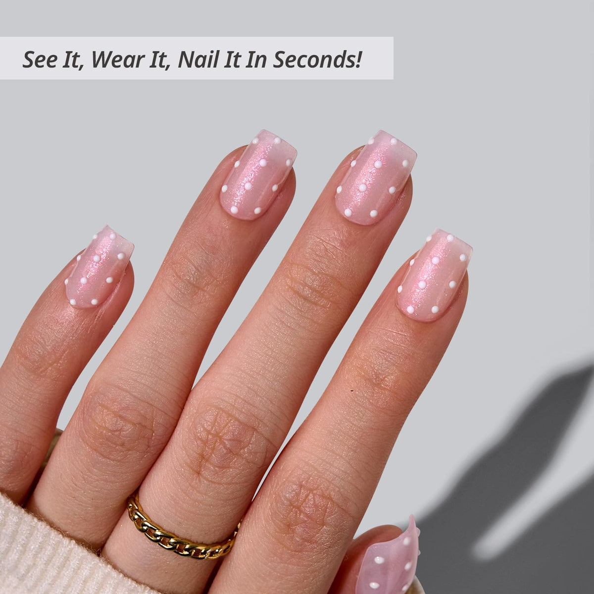 BTArtbox Press On Nails Sugar Pop side view showing nail thickness