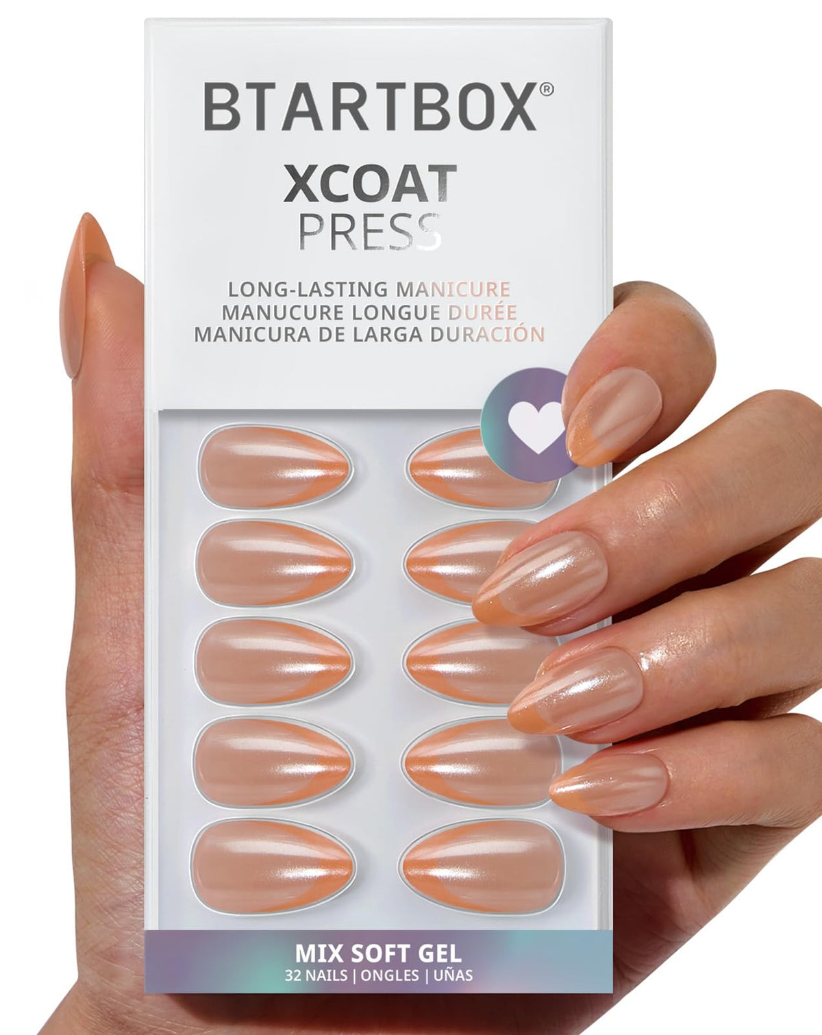 BTArtbox Press On Nails Sunlit Grace front view with French tips