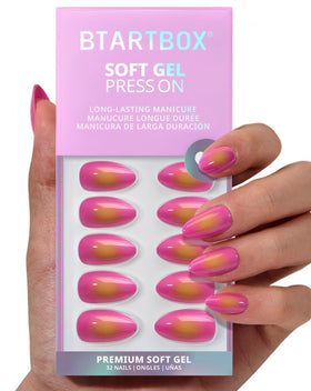 BTArtbox Press On Nails Sunset Pop hot pink front view