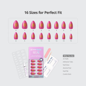 BTArtbox Press On Nails Sunset Pop nail glue and accessories