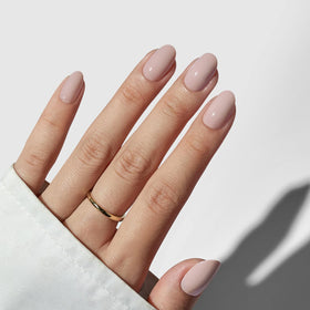 BTArtbox Press On Nails Taro Milkshake applied on hands