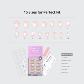 BTArtbox Press On Nails Tidefoss showing various sizes included