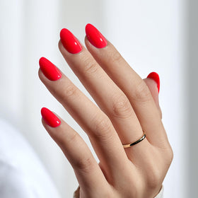 BTArtbox Press On Nails Tomato Tango Short Oval Hot Pink packaging