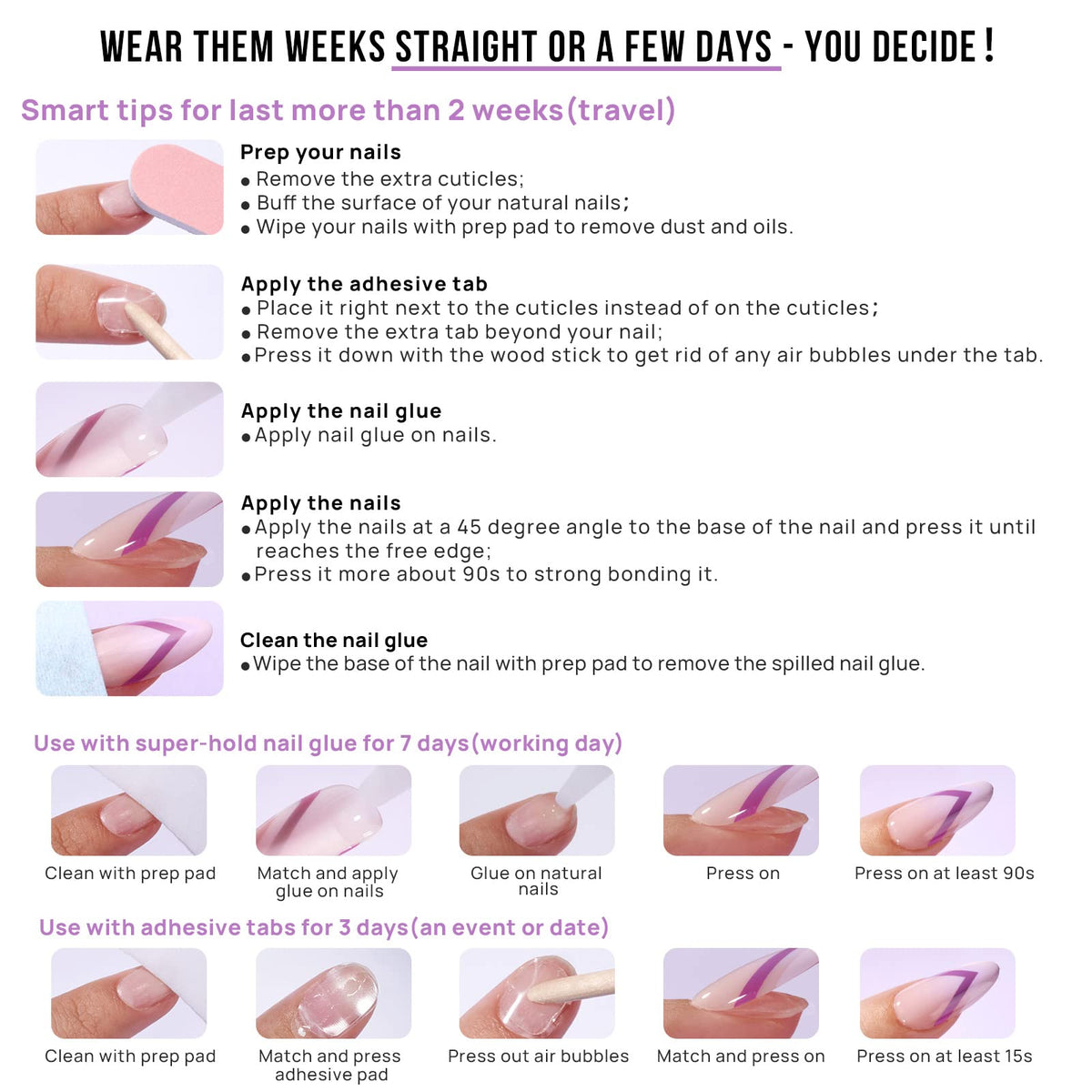 BTArtbox Press On Nails Vanilla Cream Almond application guide