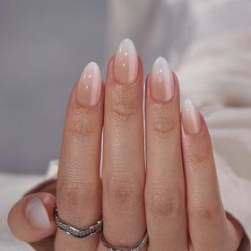 BTArtbox Press On Nails Vanilla Cream Almond front view