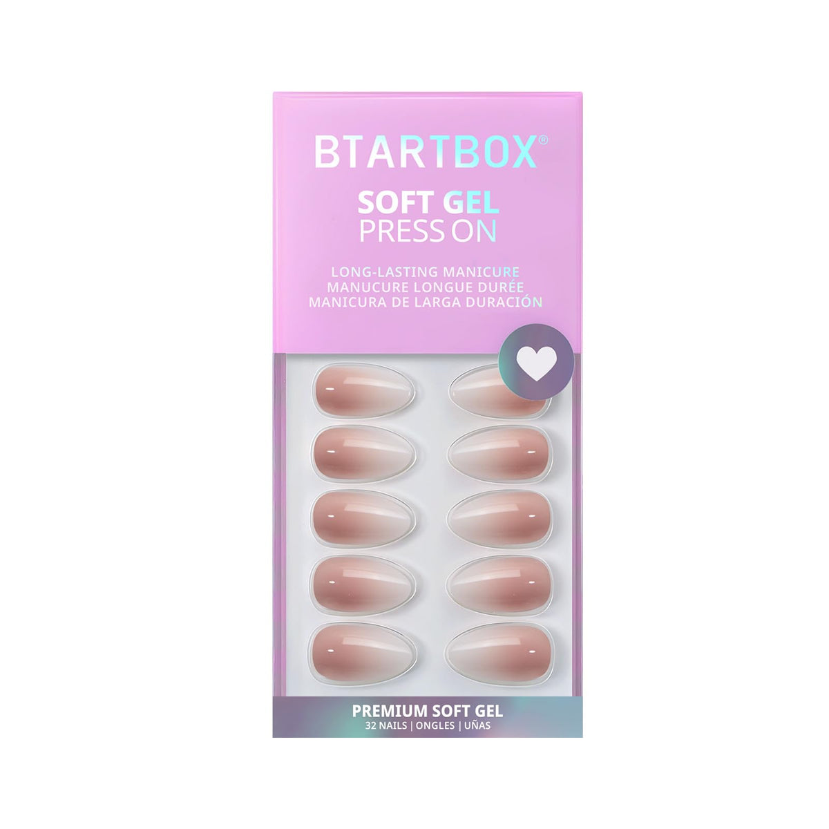 BTArtbox Press On Nails Vanilla Cream Almond nail glue and accessories