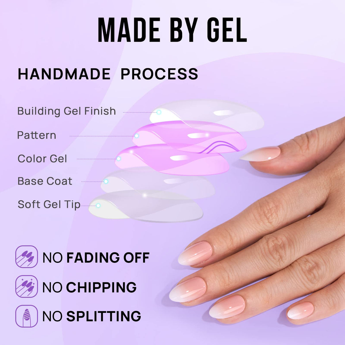 BTArtbox Press On Nails Vanilla Cream Almond on model hands