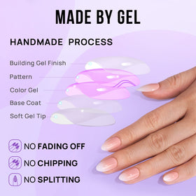 BTArtbox Press On Nails Vanilla Cream Almond on model hands
