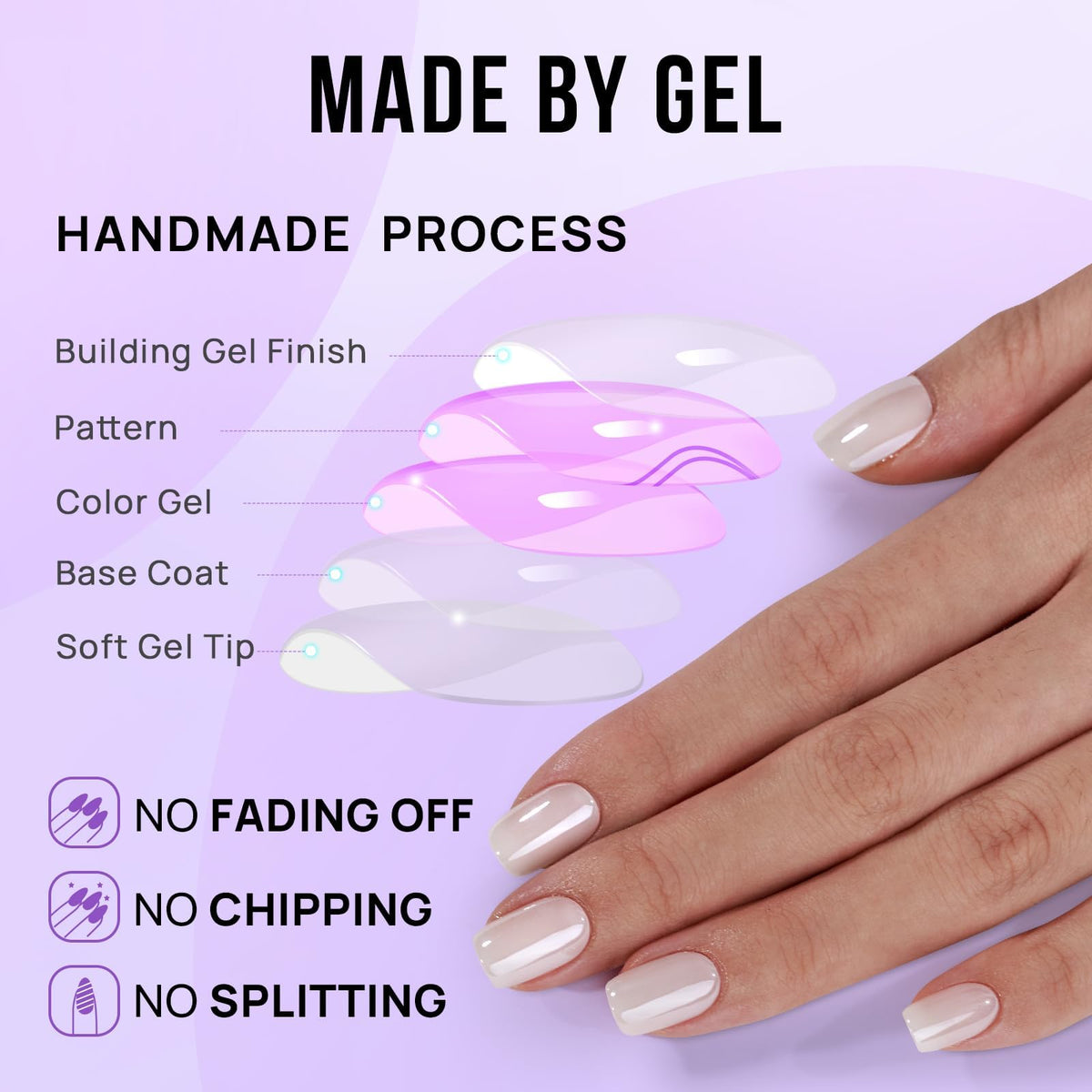 BTArtbox Press On Nails Vanilla Glazed application tools included