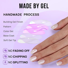 BTArtbox Press On Nails Vanilla Glazed application tools included