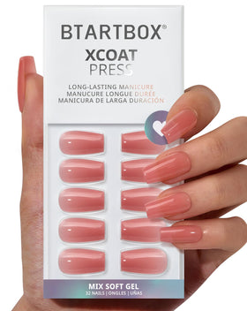 BTArtbox Press On Nails Warm Hug Peach Pink front view
