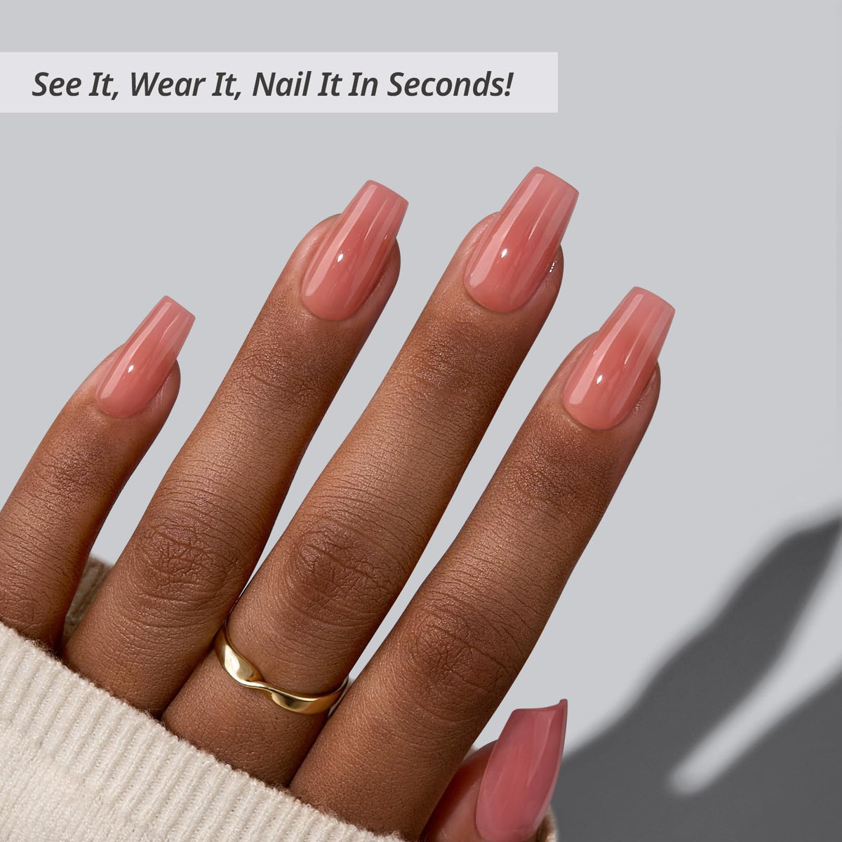 BTArtbox Press On Nails Warm Hug Peach Pink side view