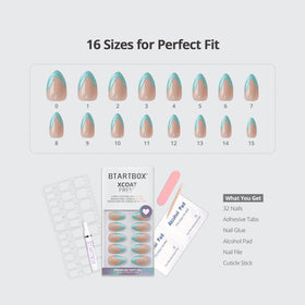BTArtbox Press On Nails Wave Ride showing various sizes included
