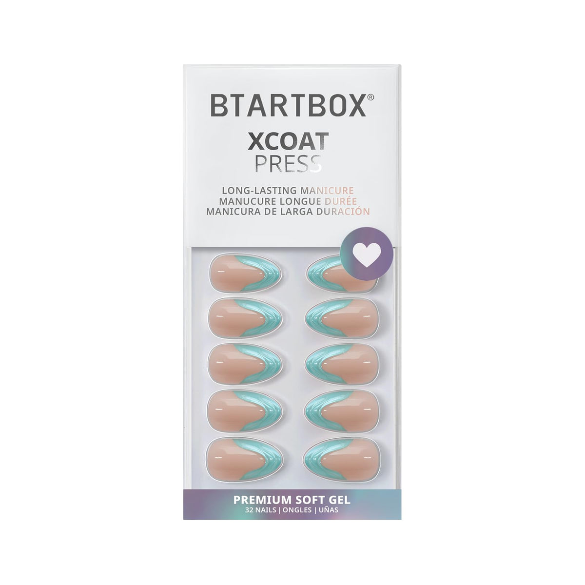 BTArtbox Press On Nails Wave Ride with nail glue and adhesive tabs