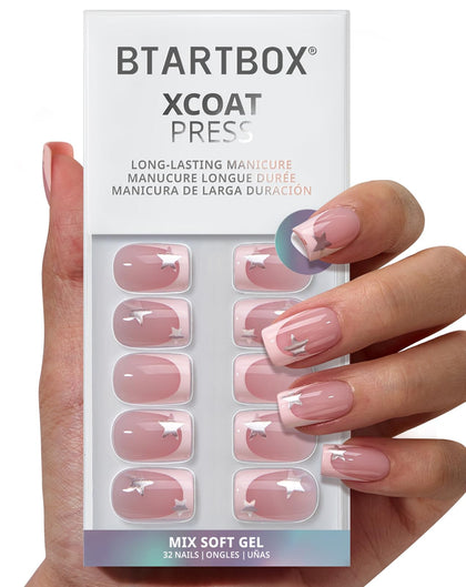 BTArtbox Press On Nails Your Highlight Short Square French Tip front view