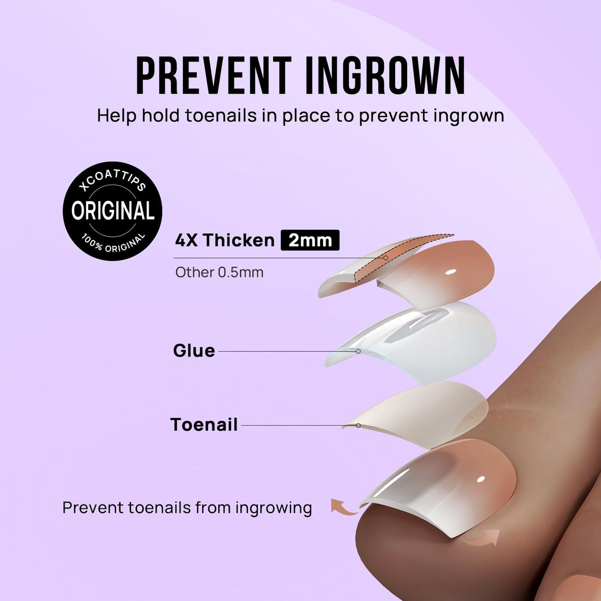 BTArtbox Press On Toenails Baby Boomer Brown on foot