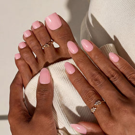 BTArtbox Press On Toenails Baby Pink on a foot