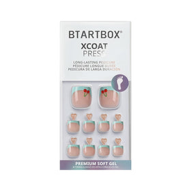 BTArtbox Press On Toenails Berry Pail Mint Green French Tip with alcohol pads