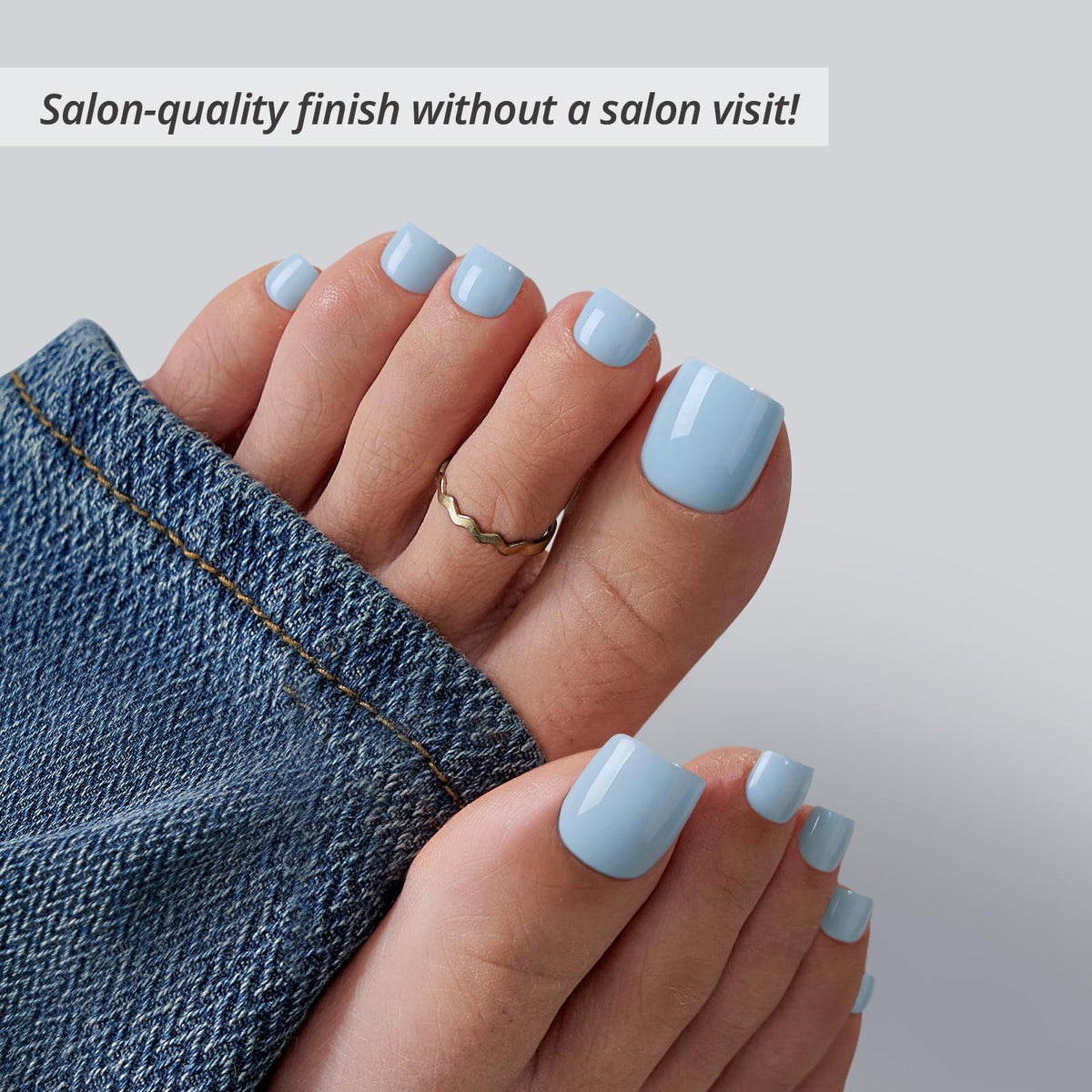 BTArtbox Press On Toenails Light Blue close-up
