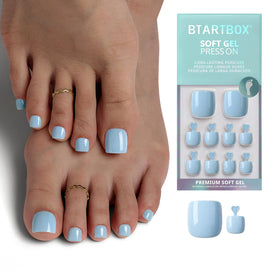 BTArtbox Press On Toenails Light Blue front view