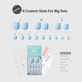 BTArtbox Press On Toenails Light Blue with nail glue and accessories