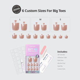 BTArtbox Press On Toenails package contents including glue and file