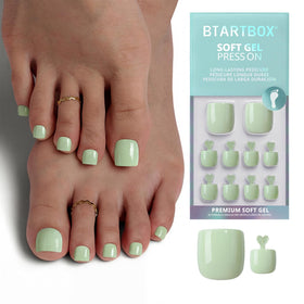 BTArtbox Press On Toenails pastel green front view